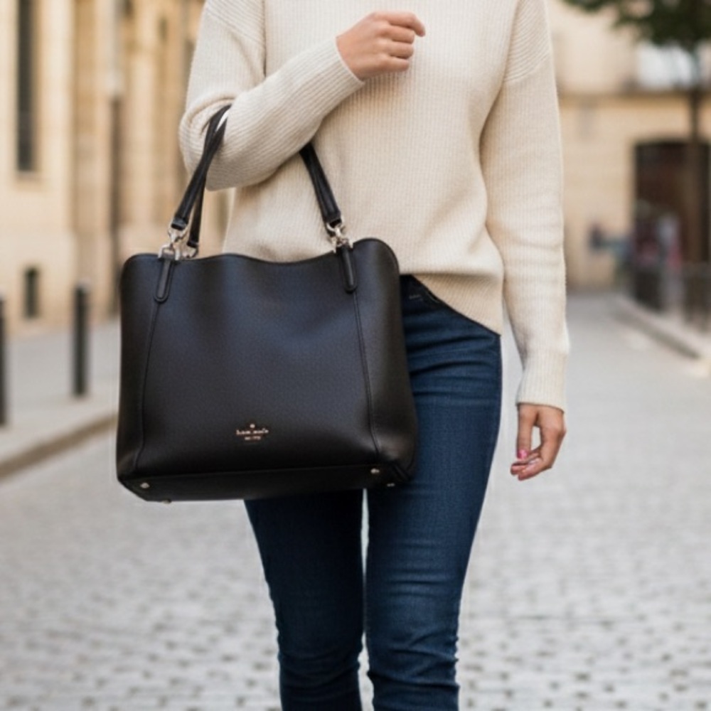 kate spade Black Leather Shoulder Tote